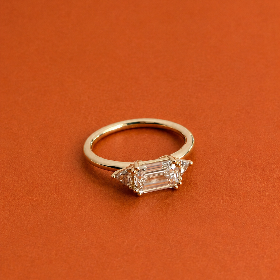 East West Emerald Trilogy Ring