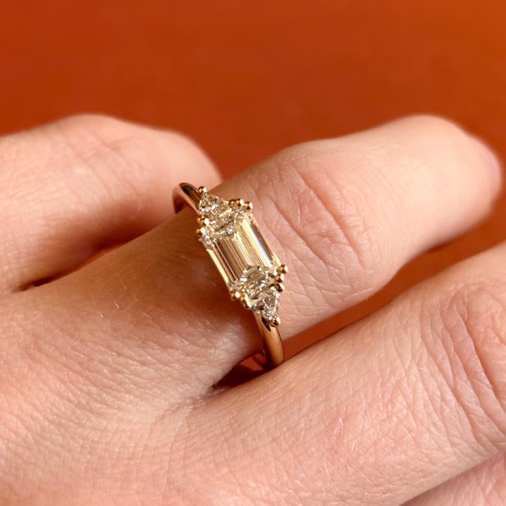 East West Emerald Trilogy Ring