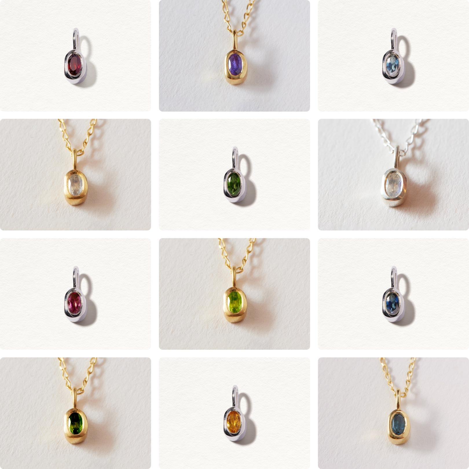 Organic oval birthstone charms