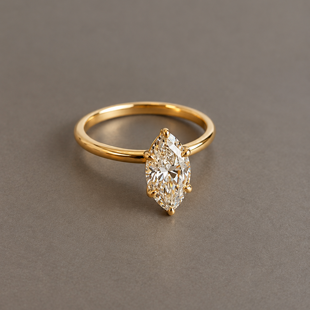 Six Claw Marquise Cut Solitaire