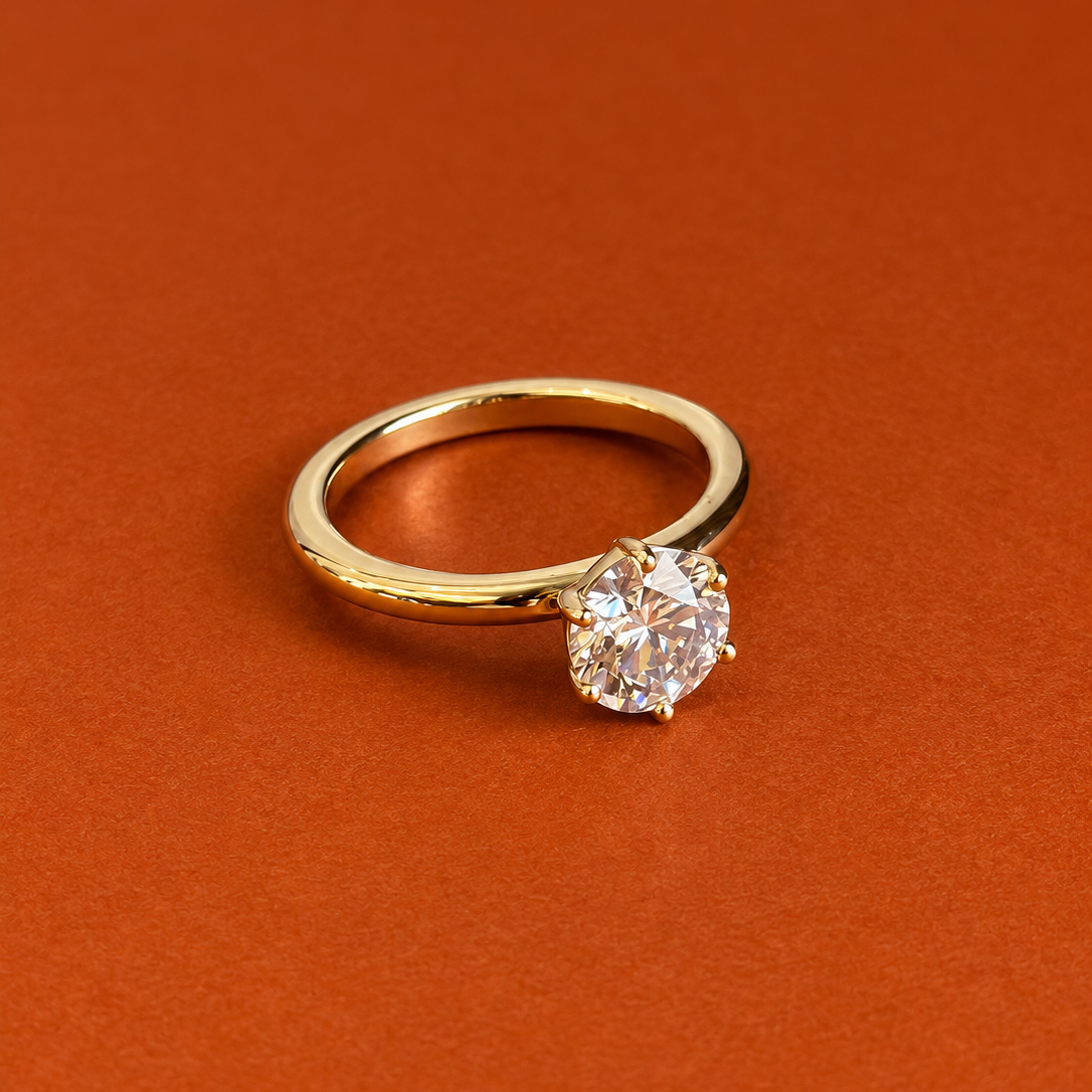 Six Claw Round Brilliant Solitaire Ring