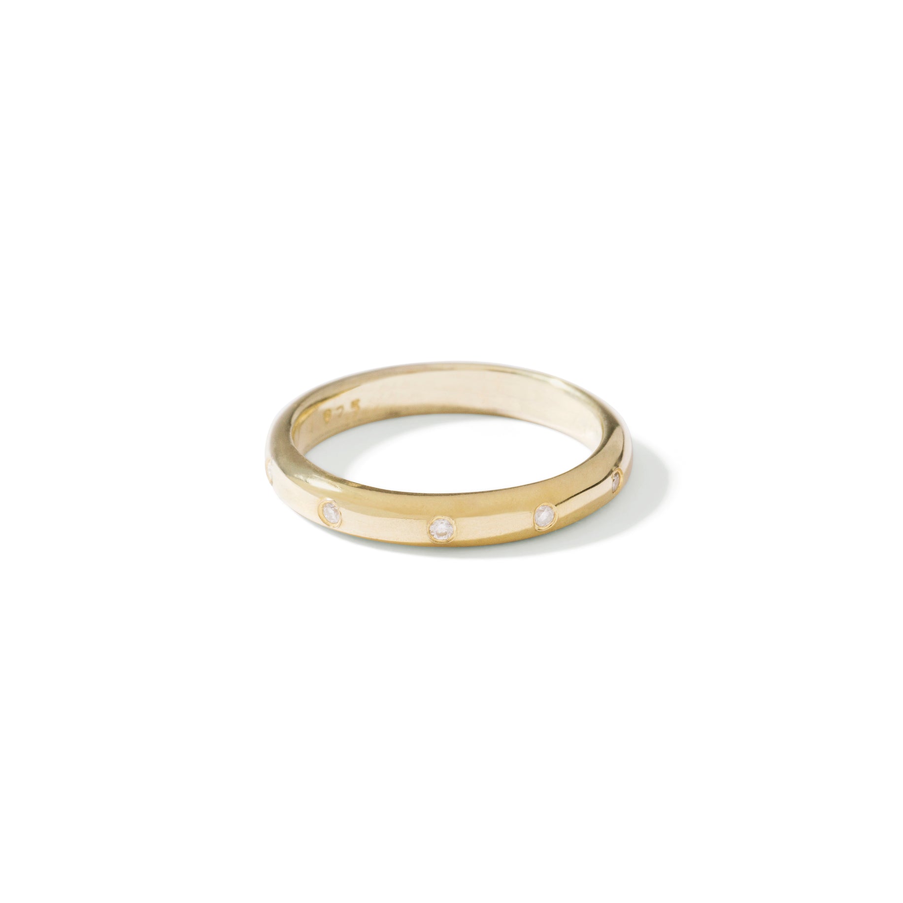 9ct Gold 3mm Half Round Swiss set Wedding band
