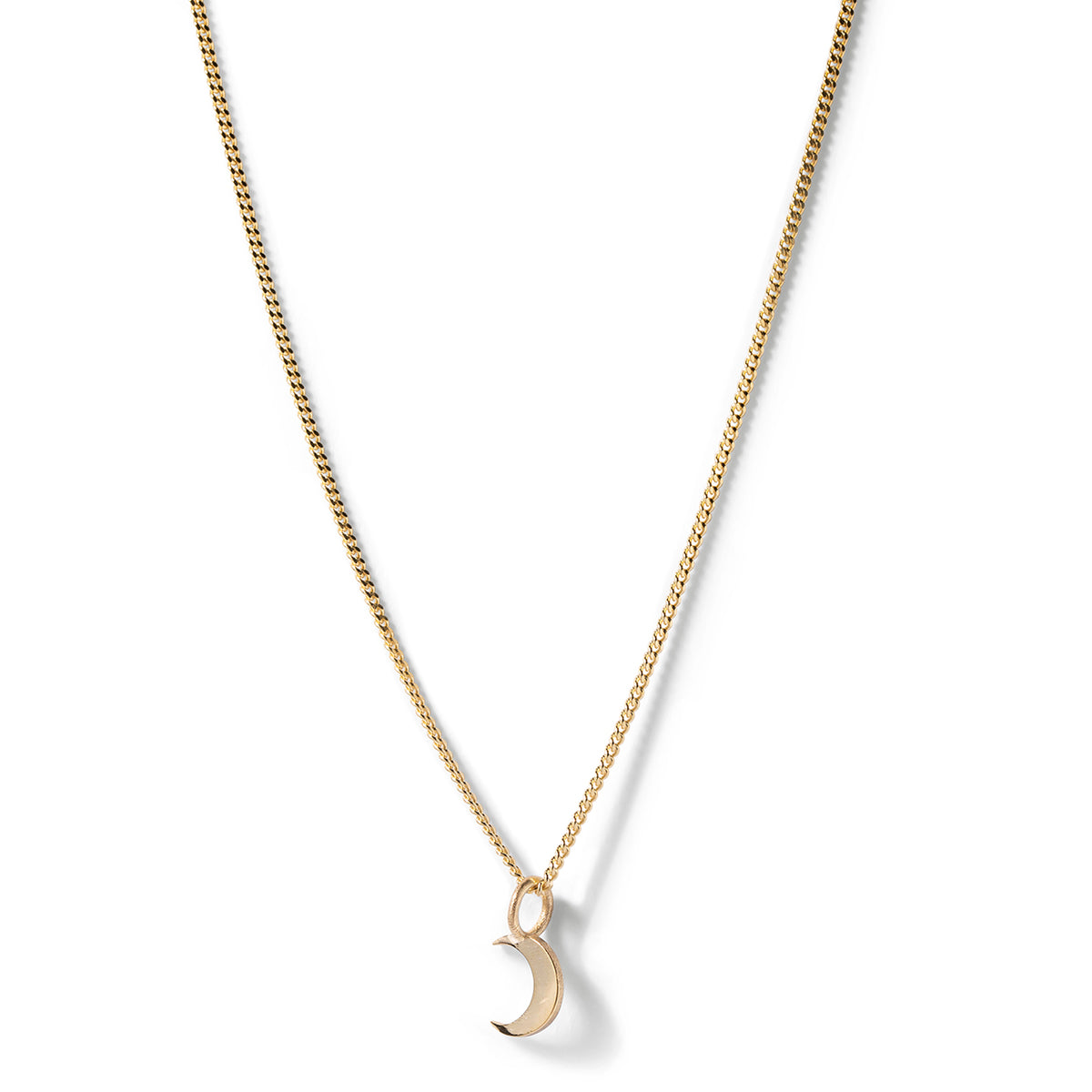 14k Yellow Gold Upside Down Moon Necklace Horse Shoe 