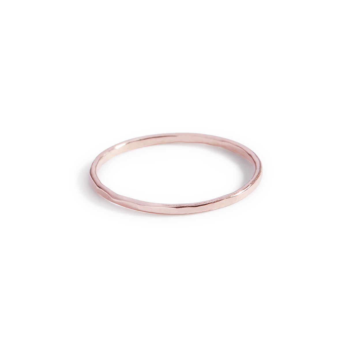 9ct rose gold hammered dainty stack ring