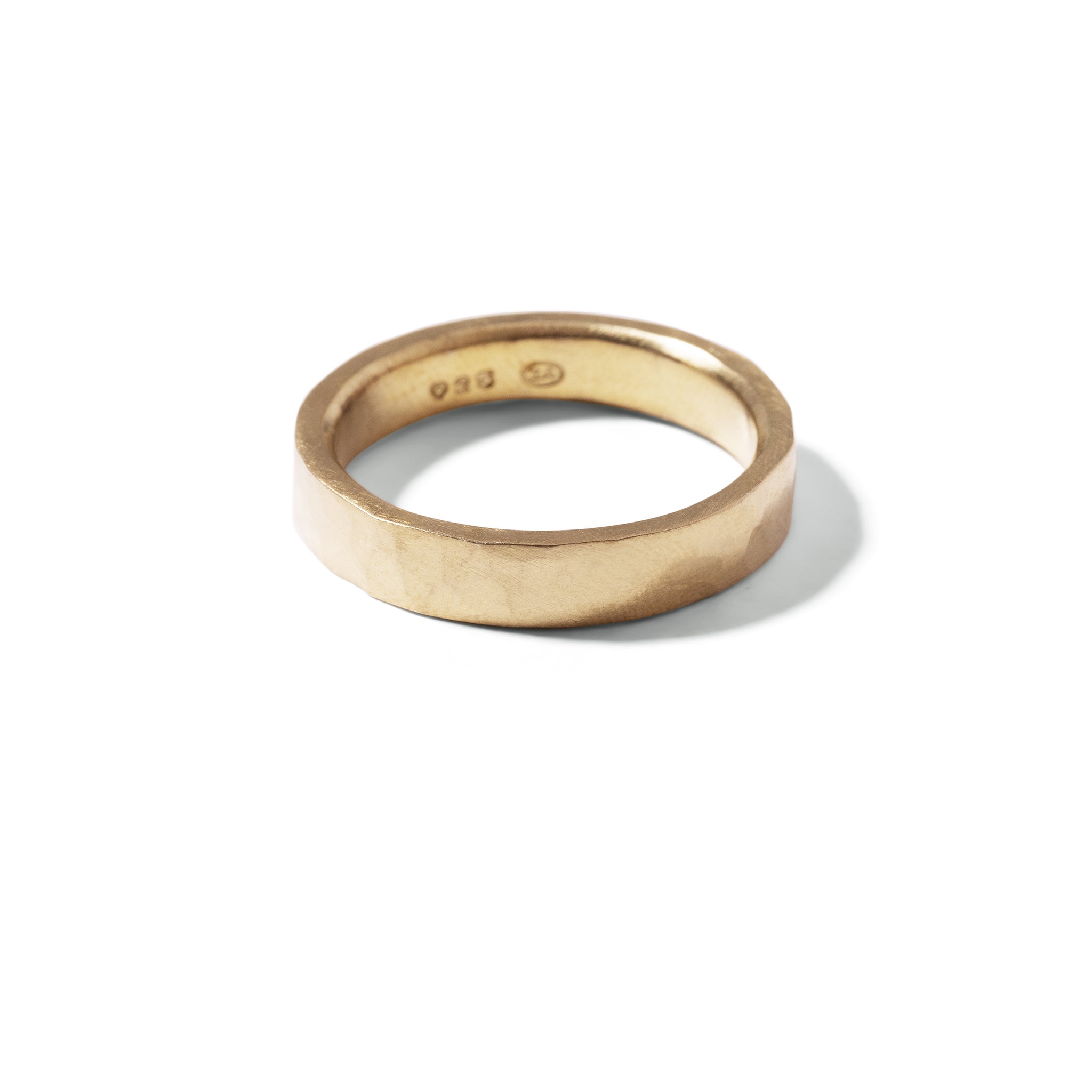 9ct  Gold Hammered 3.5mm Gents Flat Band