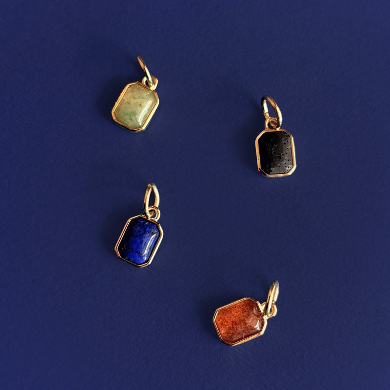 Black Lava Bezel set charm