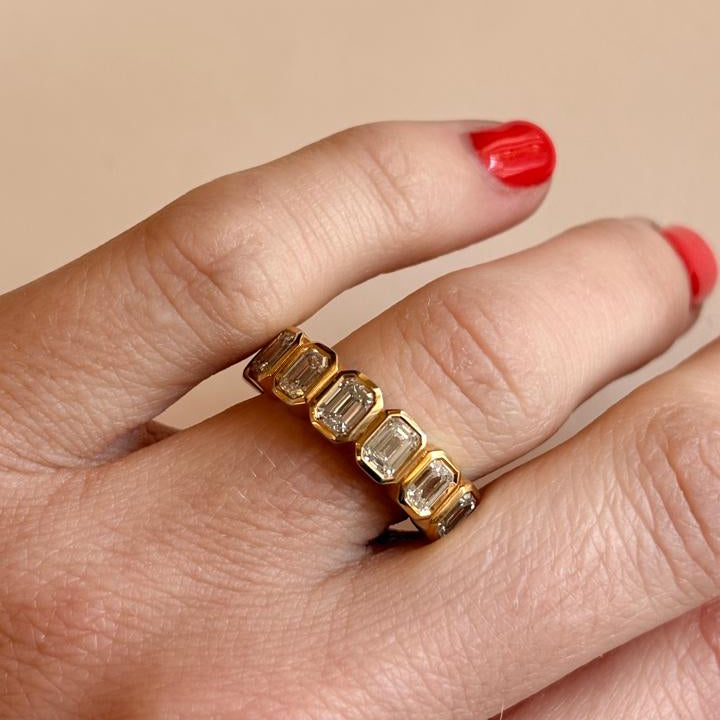 Emerald cut Bezel-Set Half Eternity Ring
