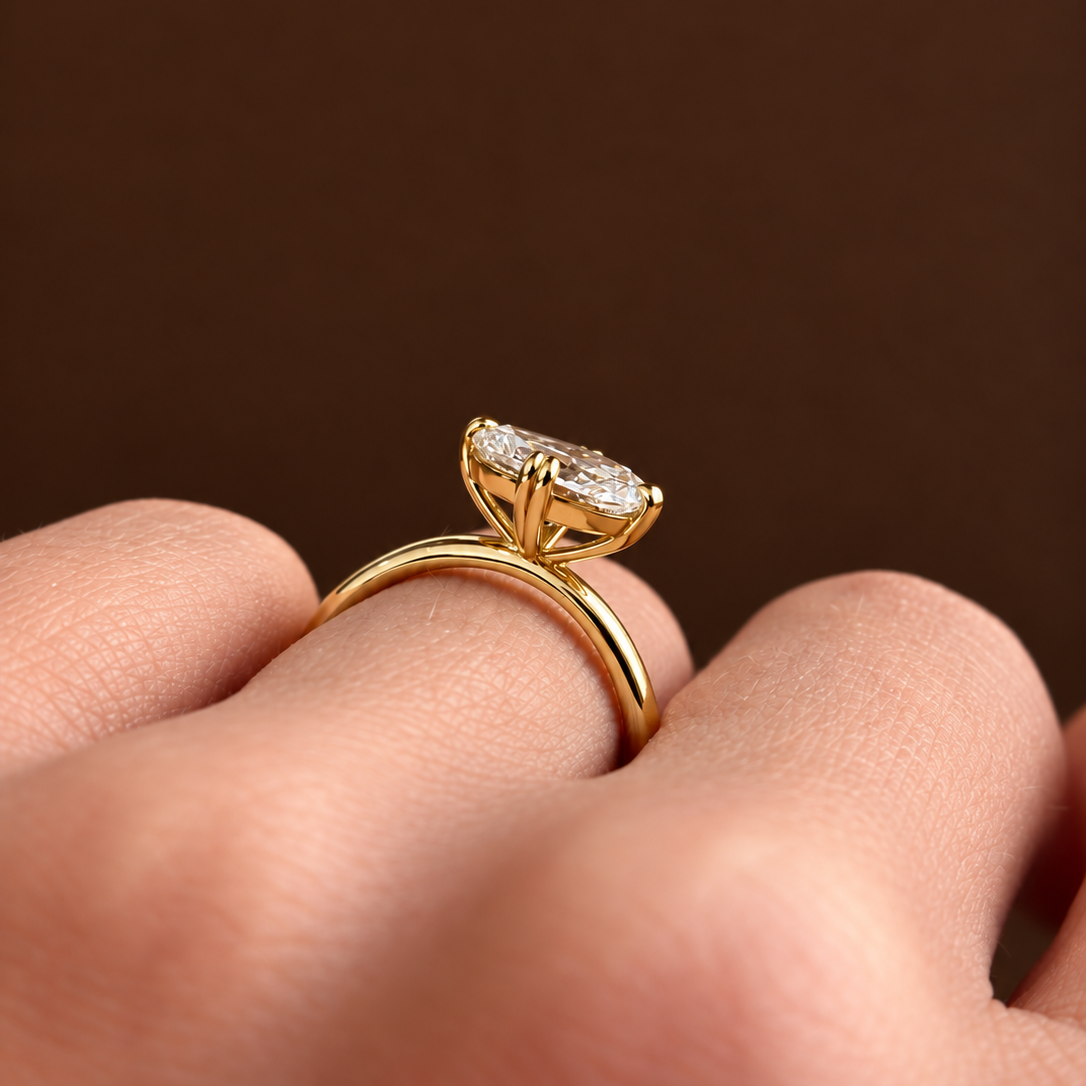 Oval East West Solitaire Ring