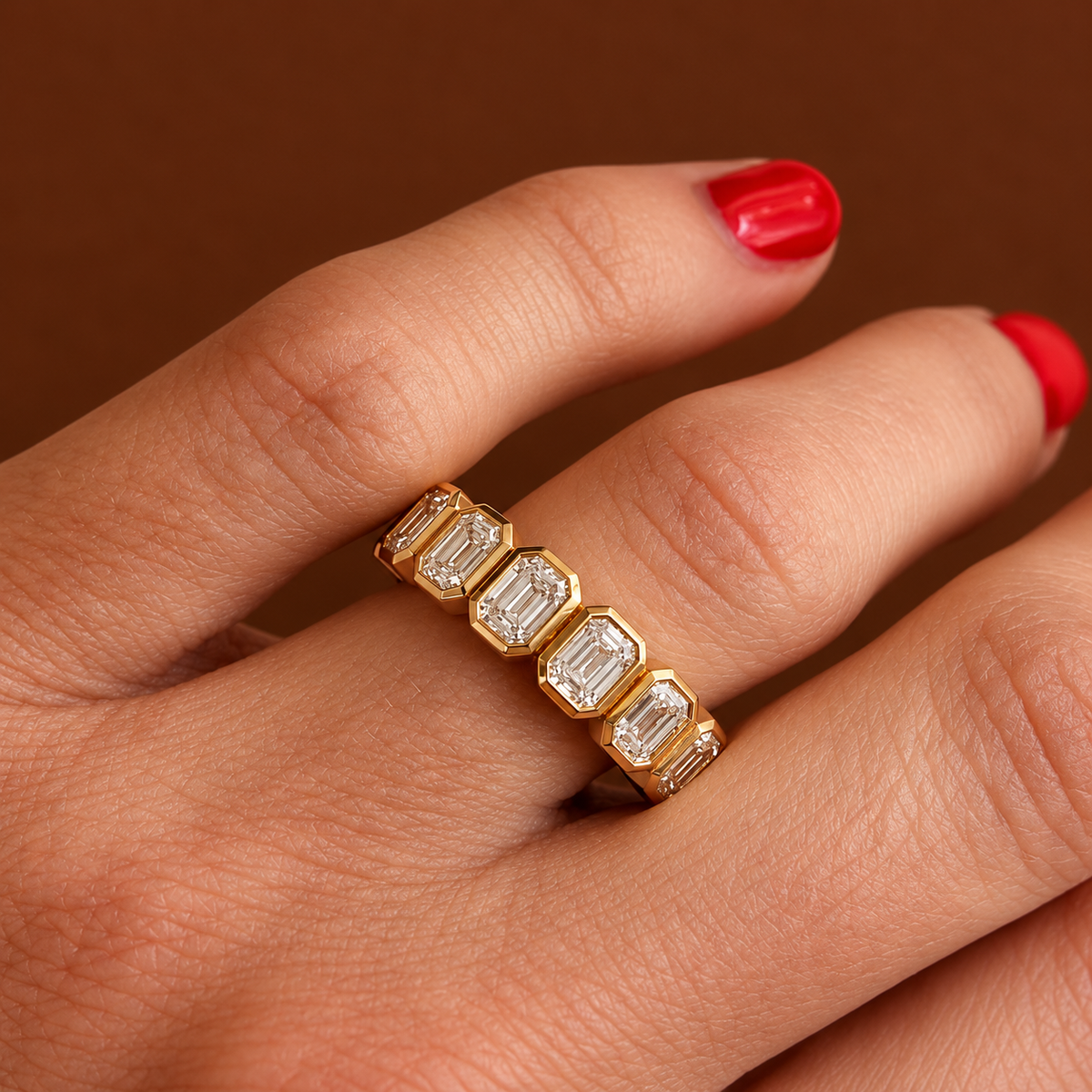 Emerald cut Bezel-Set Half Eternity Ring