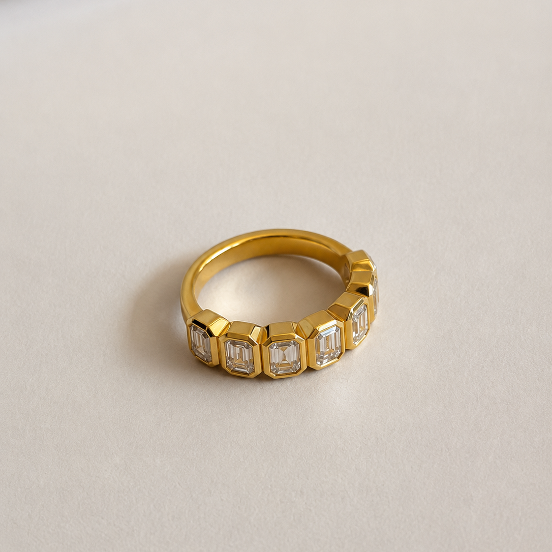 Emerald cut Bezel-Set Half Eternity Ring