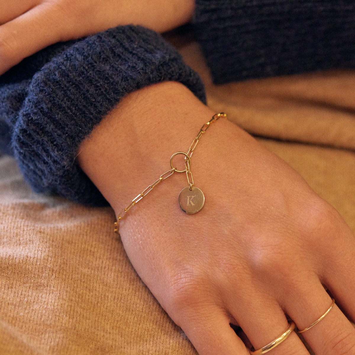 Sun & Moon Paperclip Lariat Bracelet