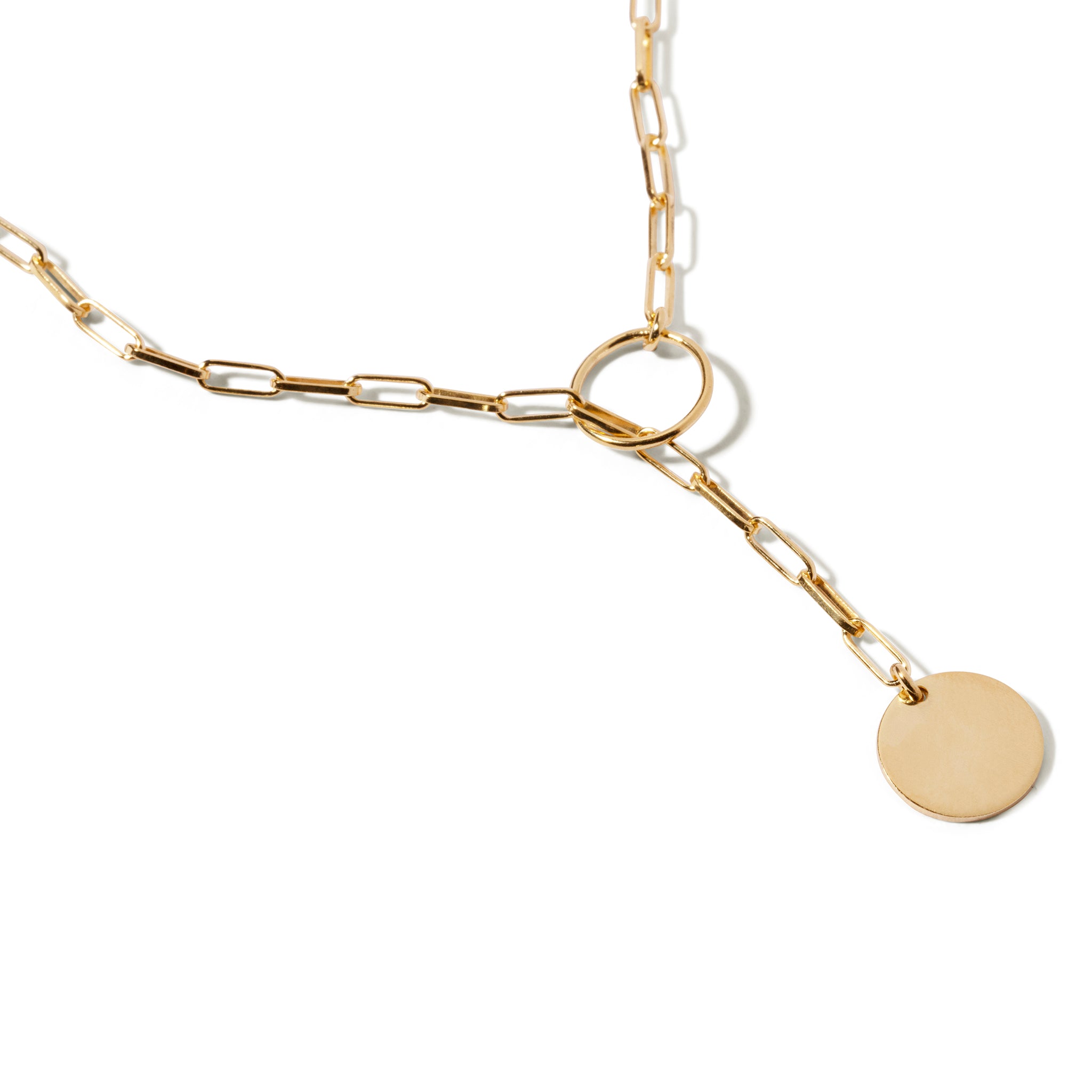 Sun & Moon Paperclip Lariat Necklace
