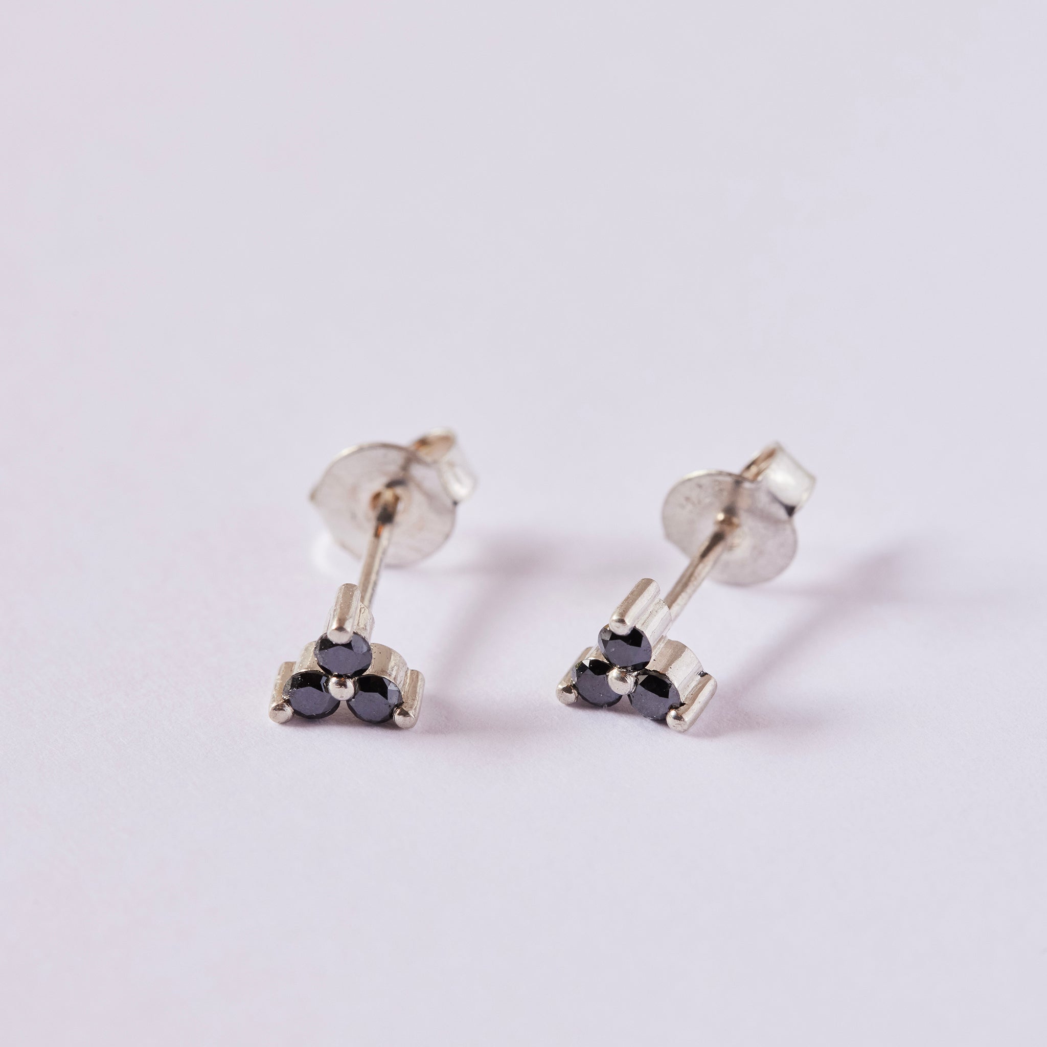 Silver diamond cluster studs