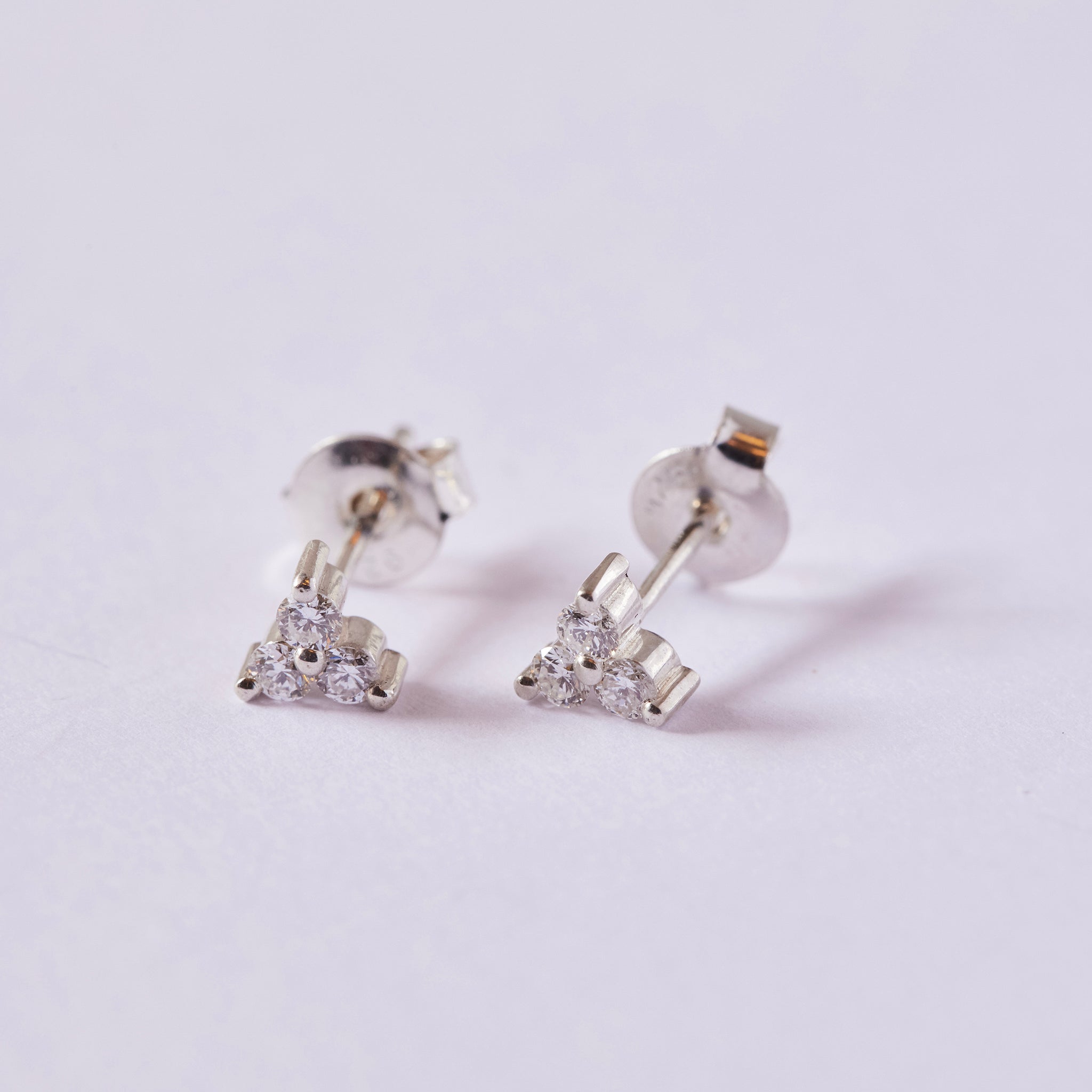 Silver diamond cluster studs