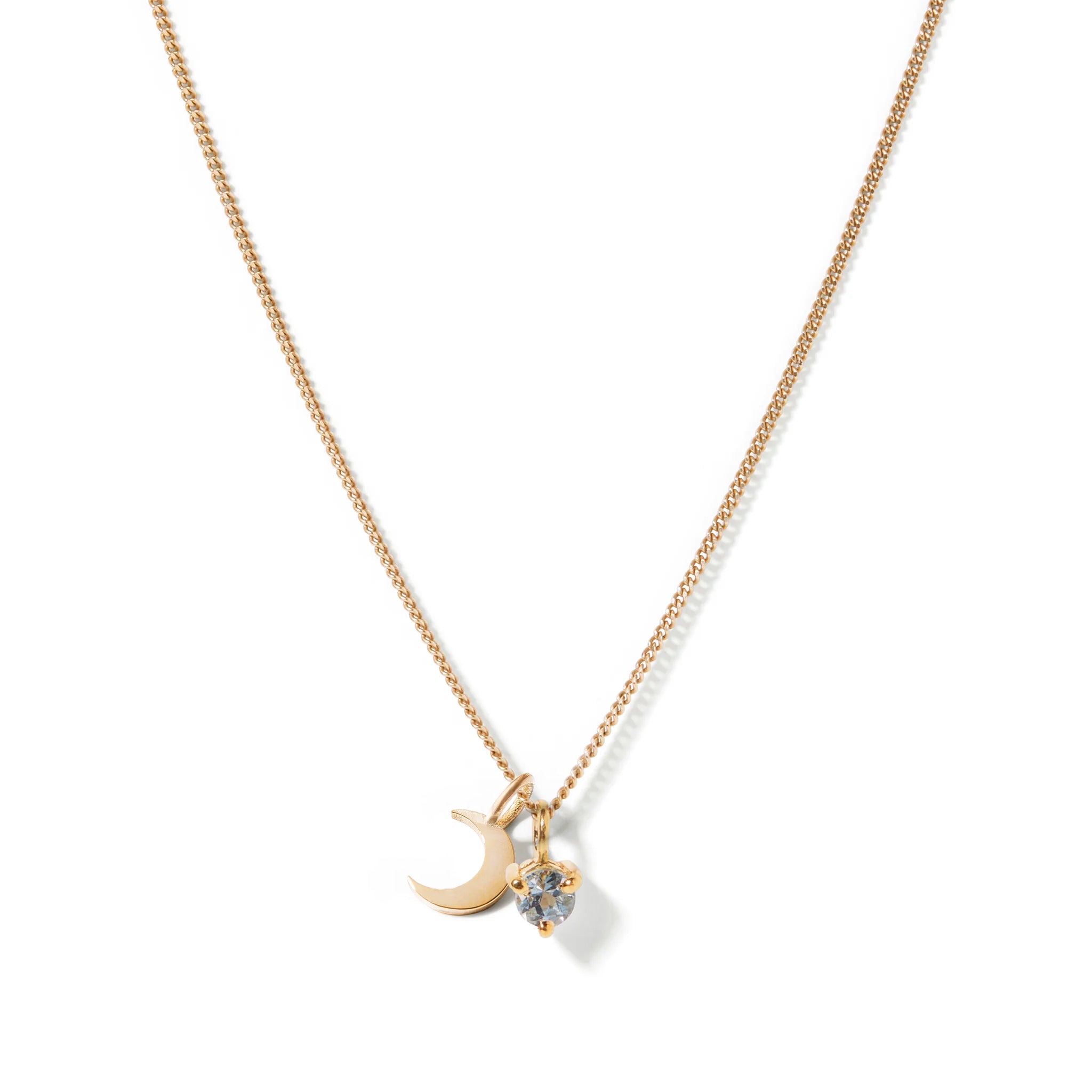 December London Blue Topaz & Moon Charm Necklace