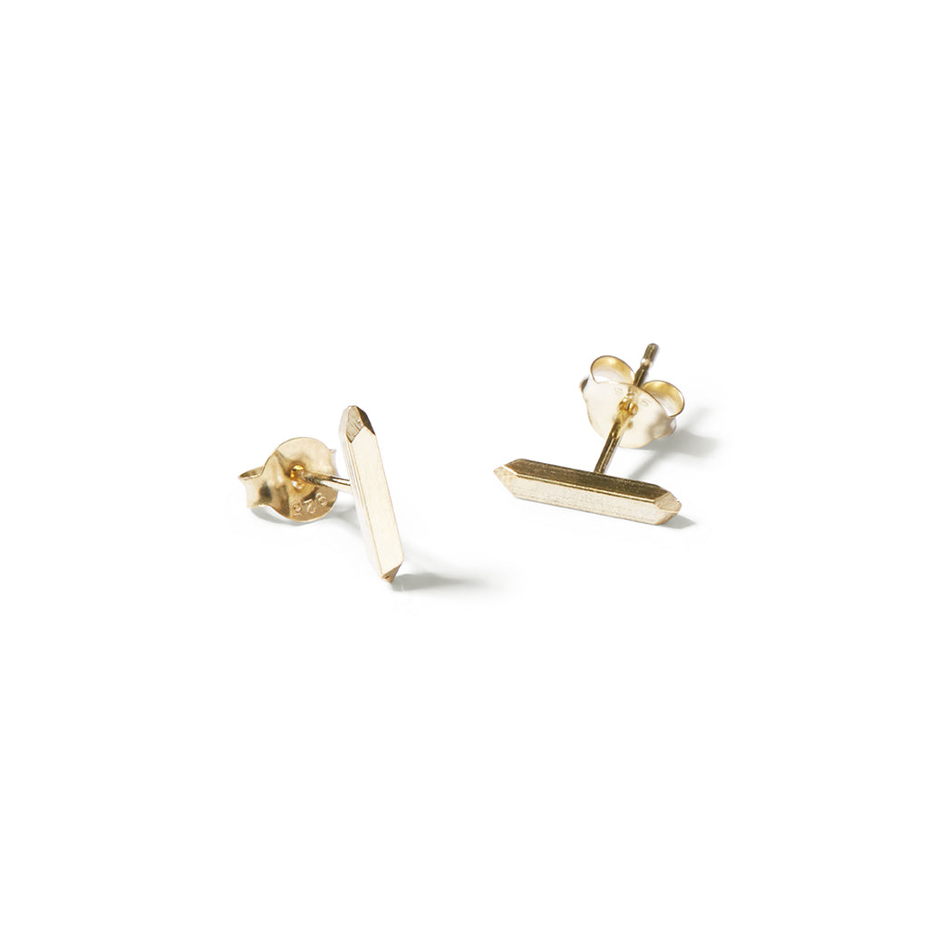 9ct faceted bar studs
