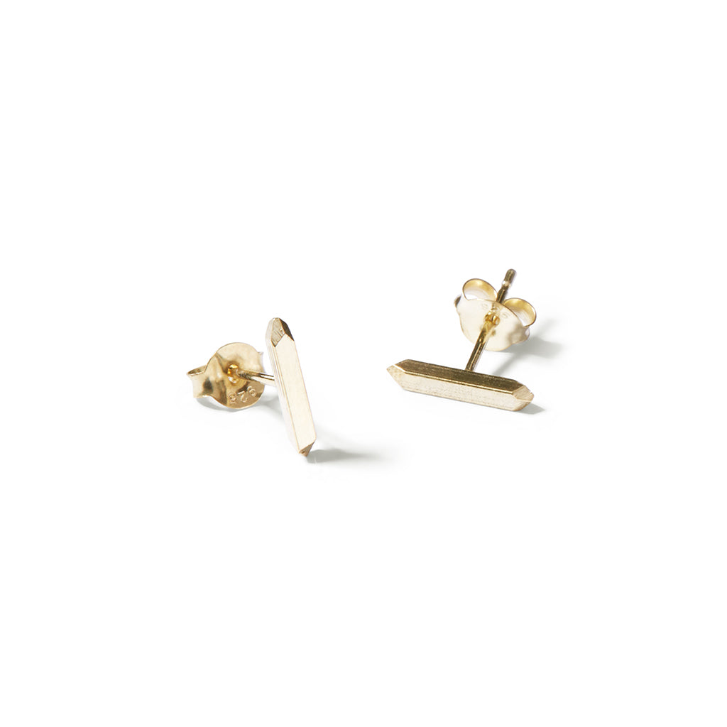 9ct Faceted Bar Studs