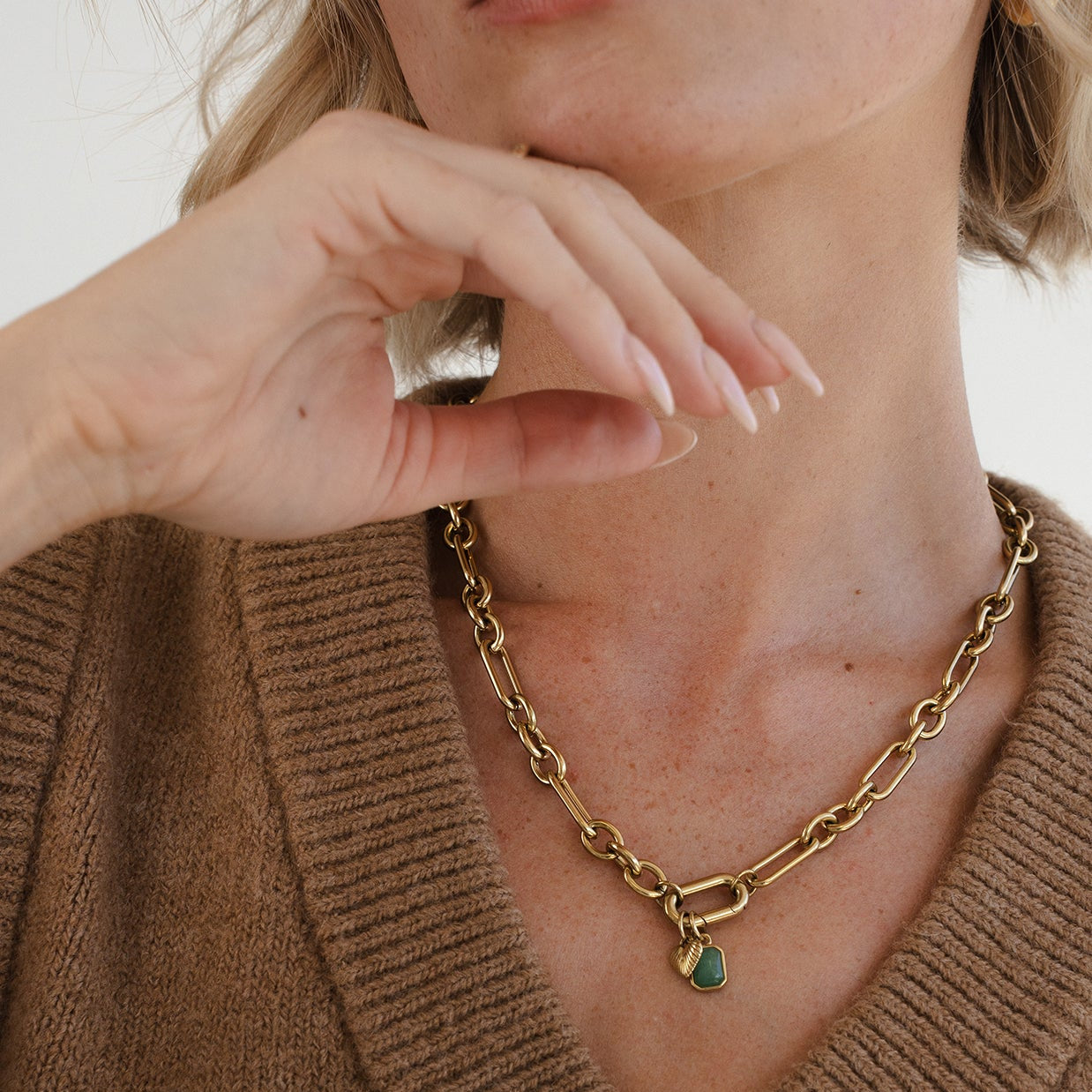Green Aventurine Bezel Set Charm