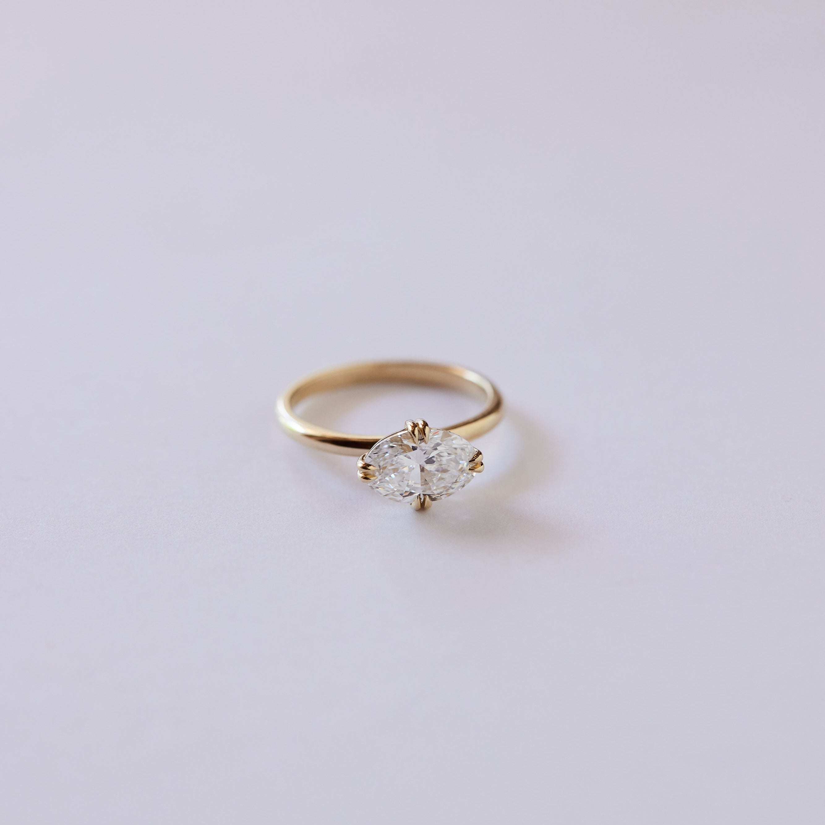 Oval East West Solitaire Ring