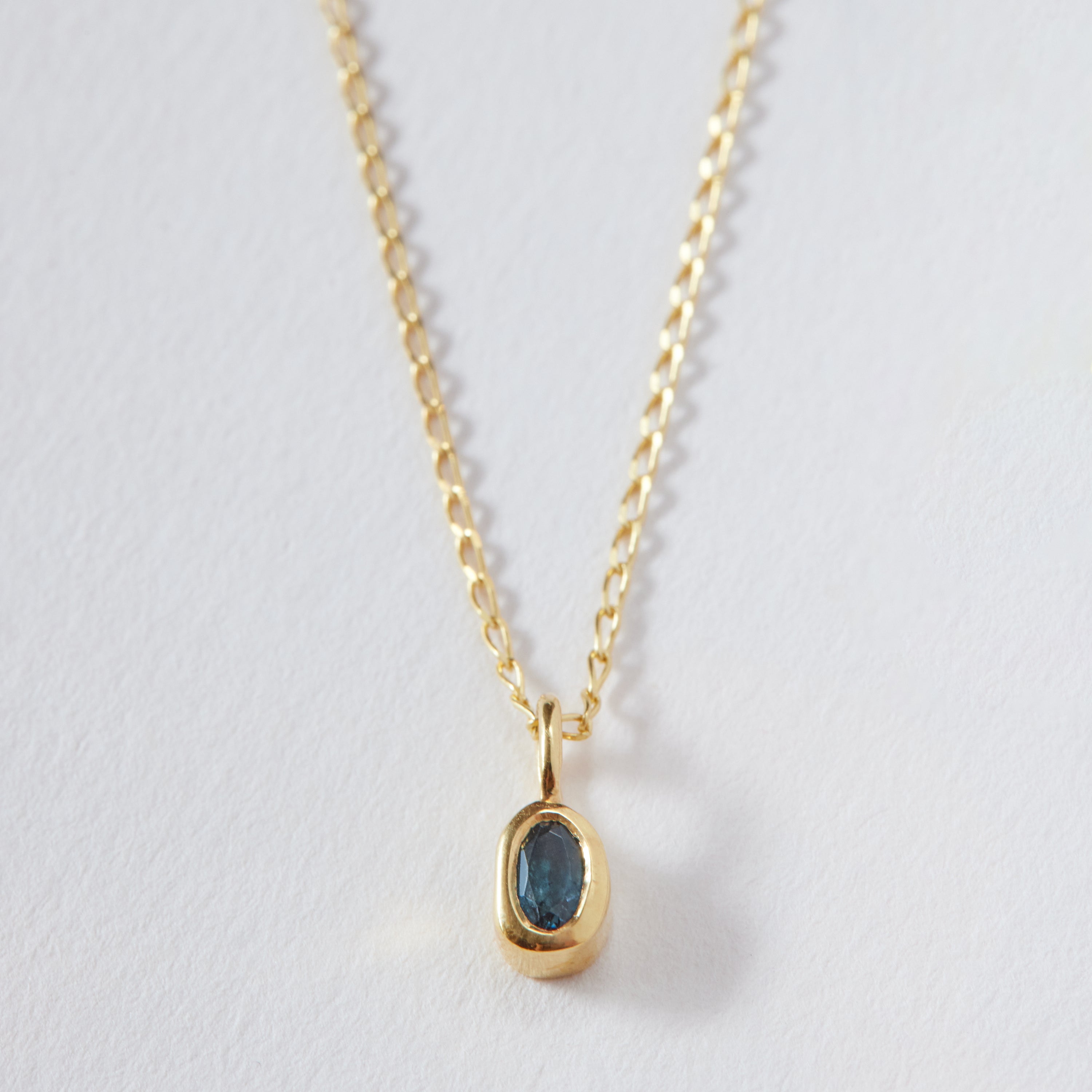 Organic Oval Birthstone Charm Necklace