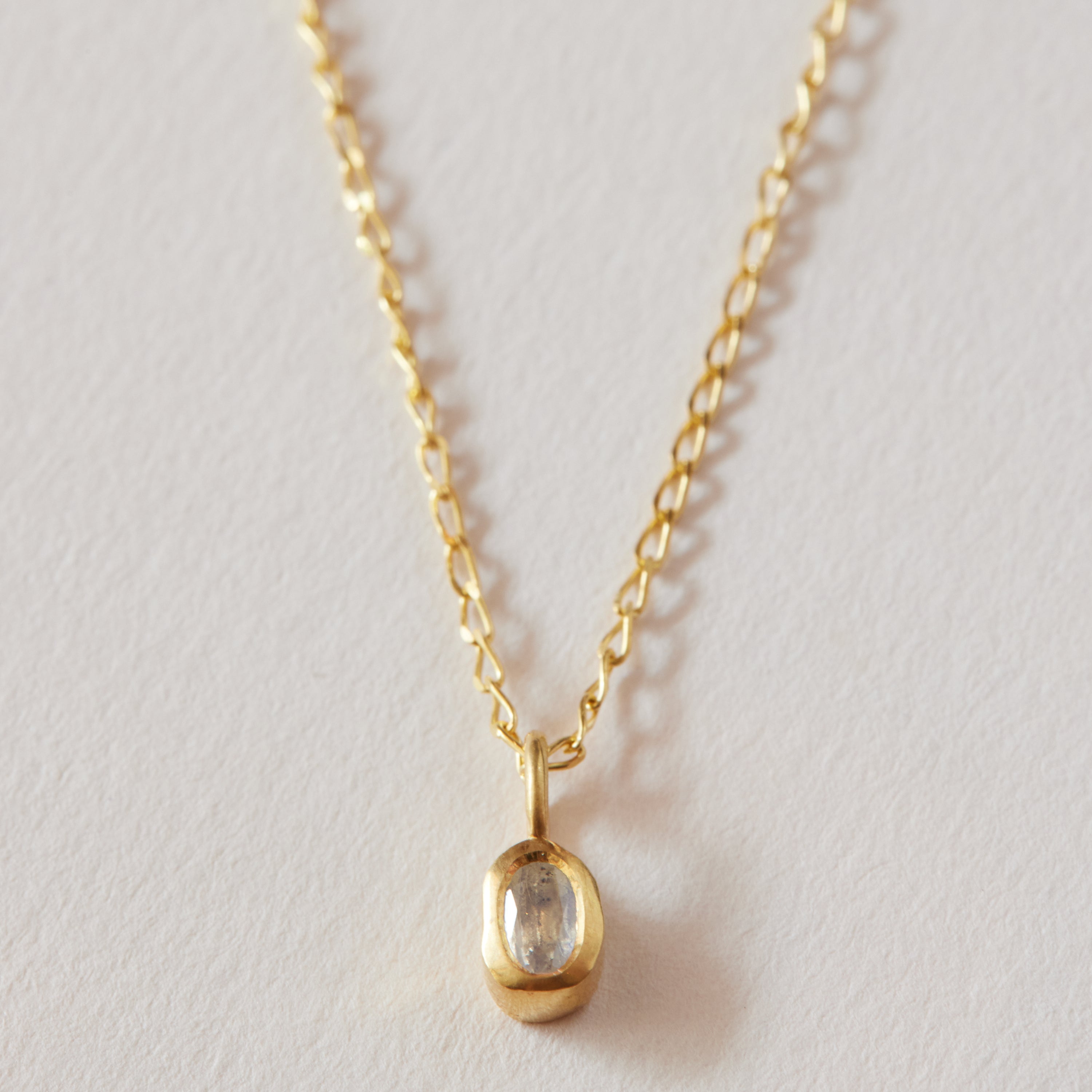 Organic Oval Birthstone Charm Necklace