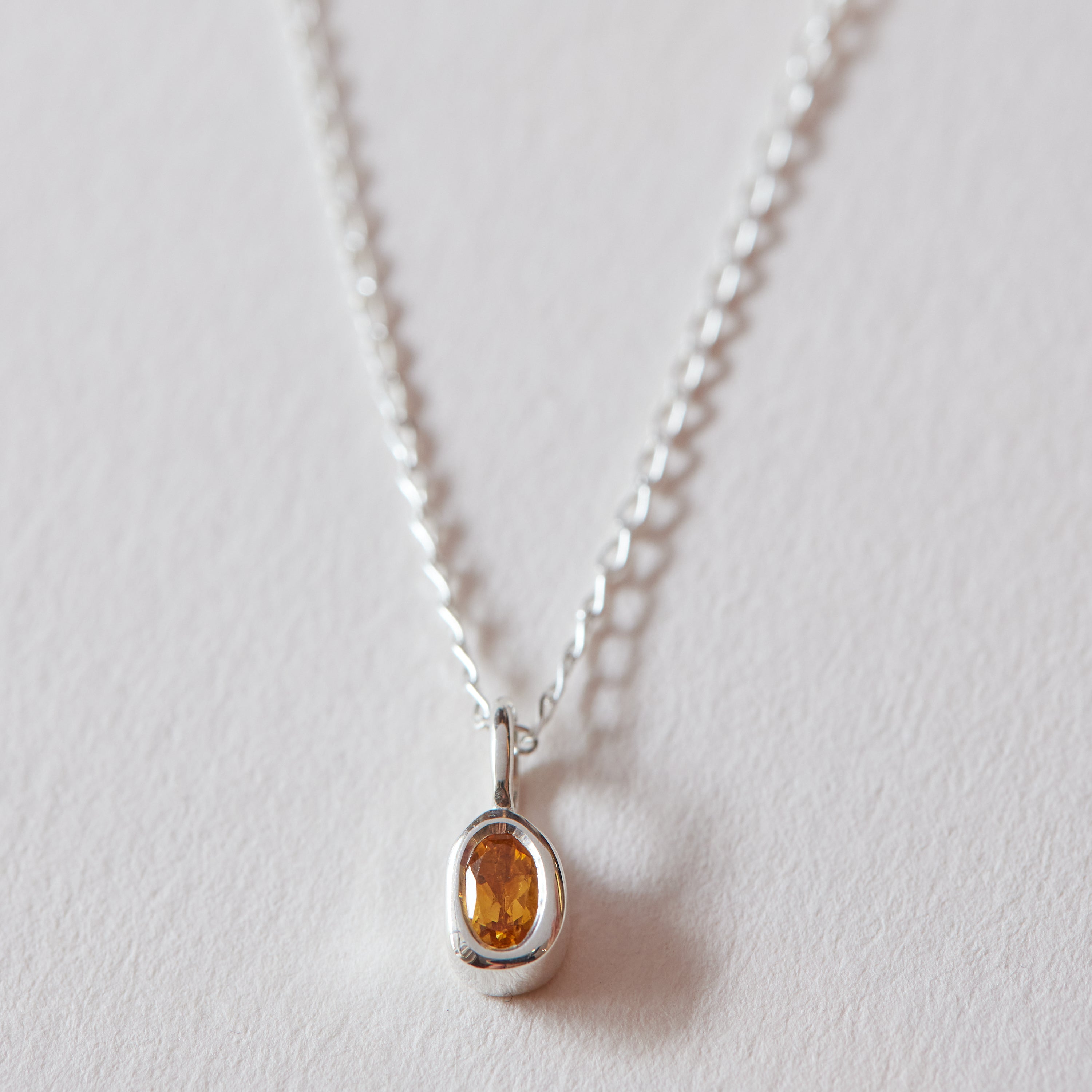 Organic Oval Birthstone Charm Necklace