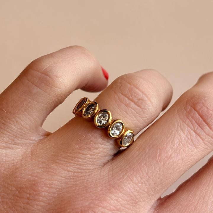 Oval Bezel-Set Half Eternity Ring