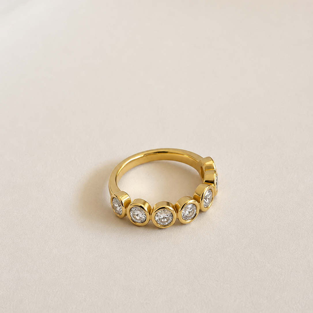 Oval Bezel-Set Half Eternity Ring