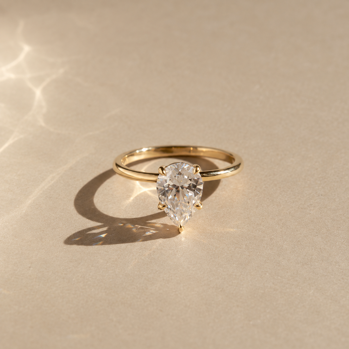 9ct Gold Pear Solitaire Ring