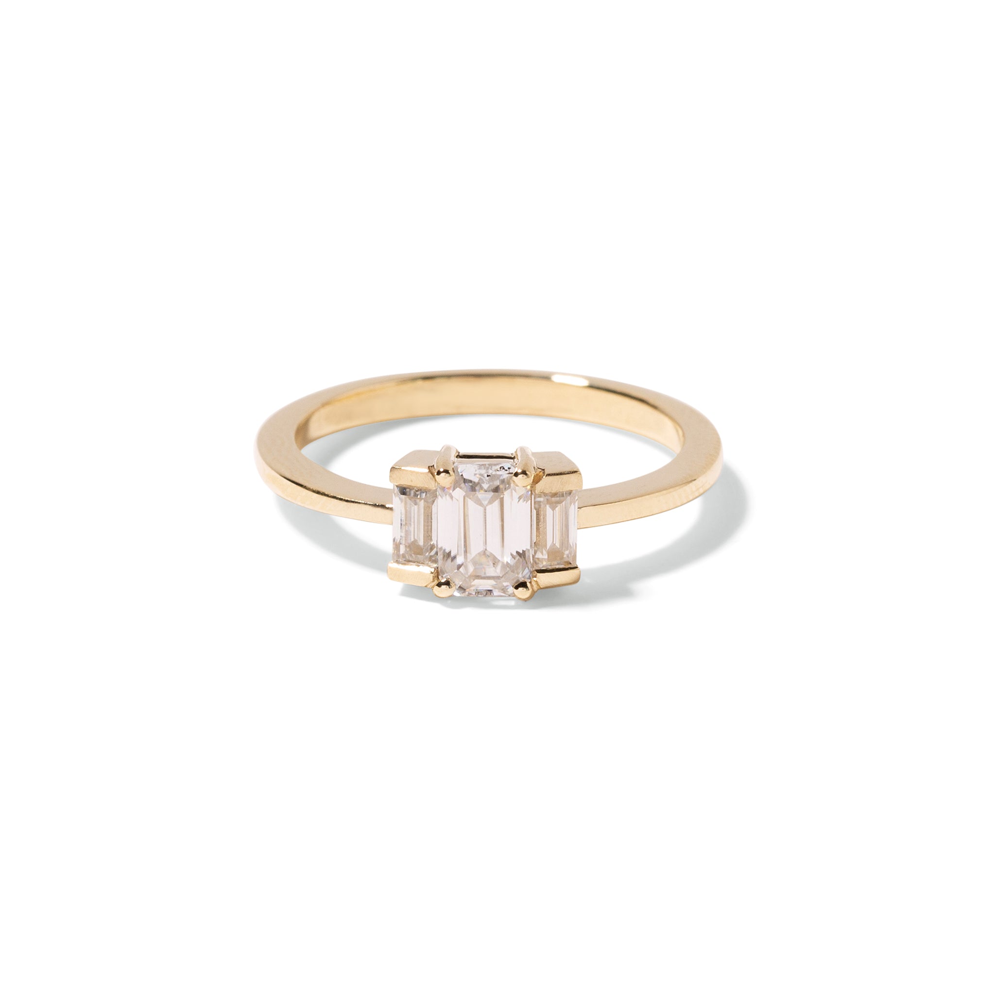 9ct Gold Moissanite Emerald Cut Trilogy