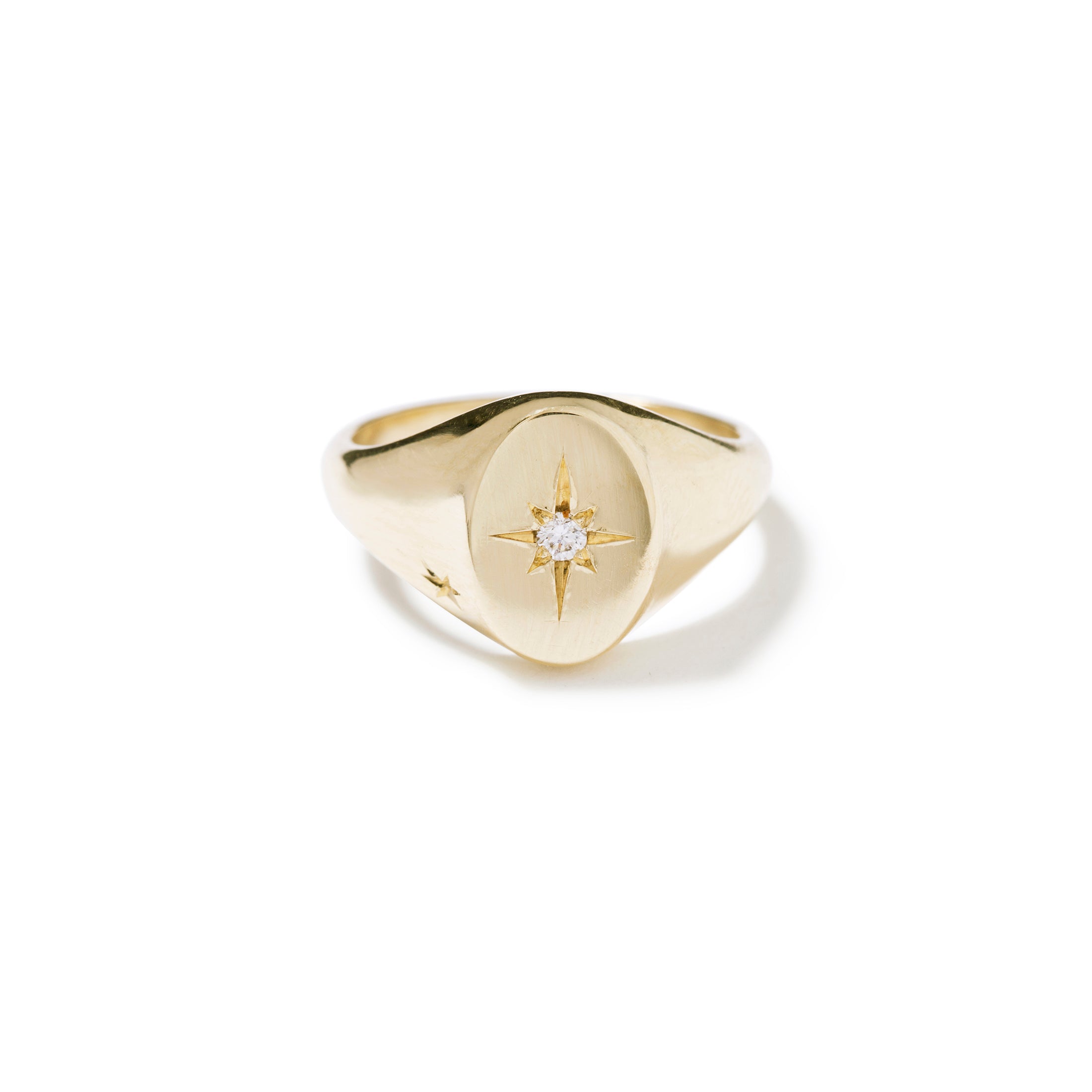 9ct Gold Grand Star Pave Signet Ring