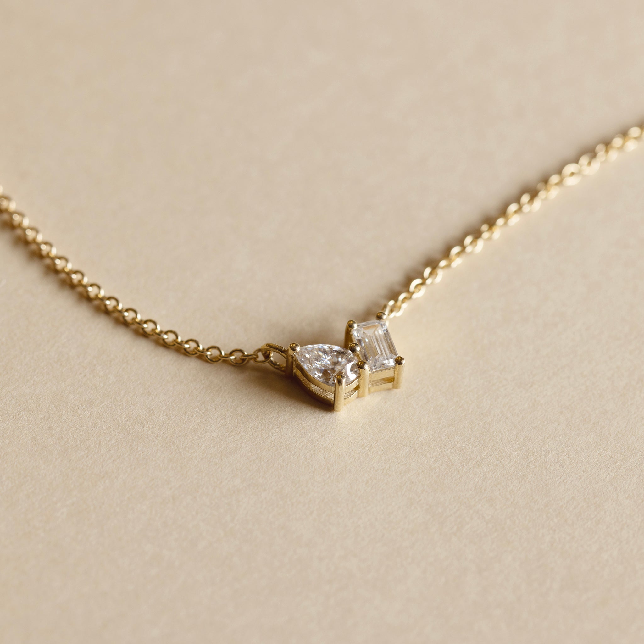 9ct Gold Pear & Emerald Toi et Moi Necklace