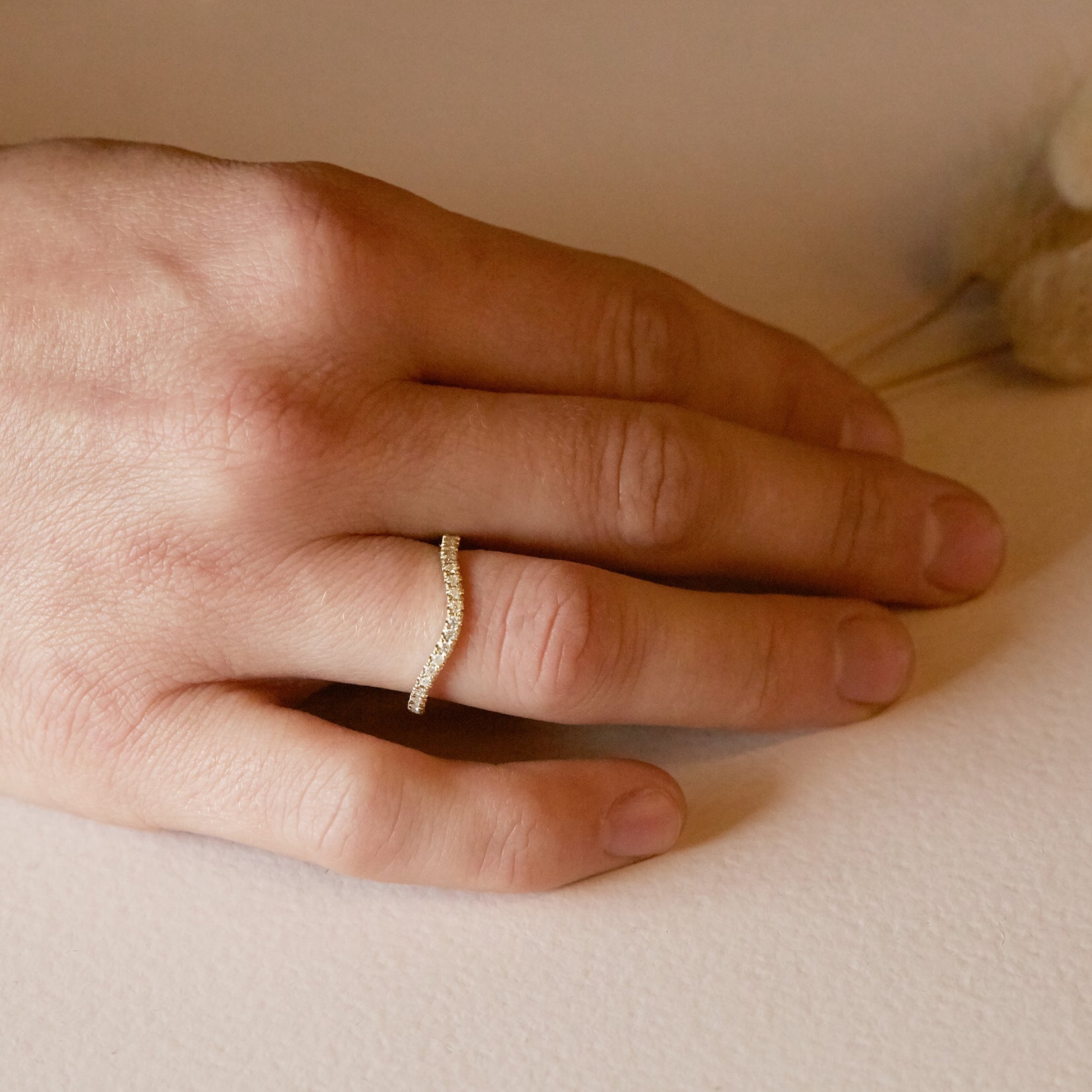 9ct Gold Curved Half Eternity Wedding Band