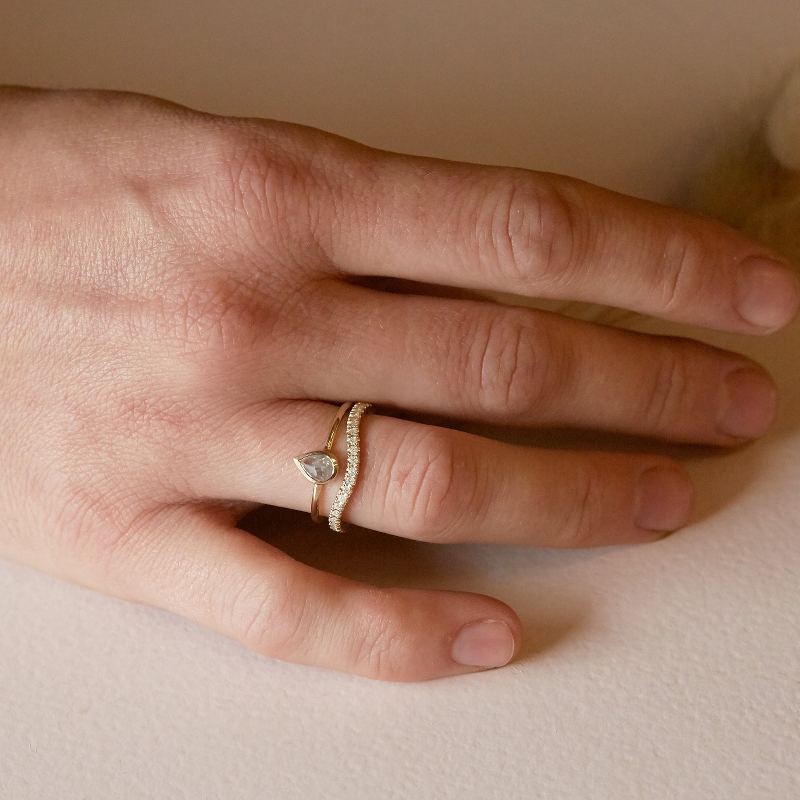 9ct Gold Curved Half Eternity Wedding Band