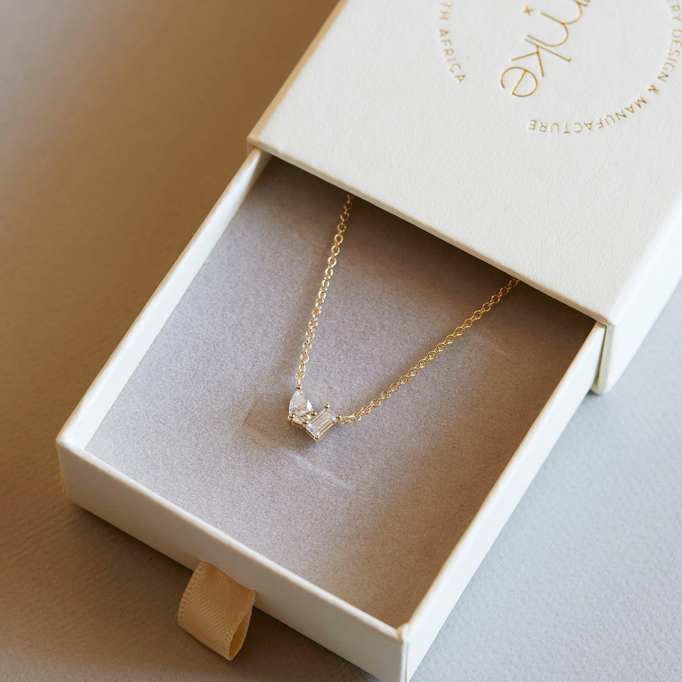 9ct Gold Pear & Emerald Toi et Moi Necklace